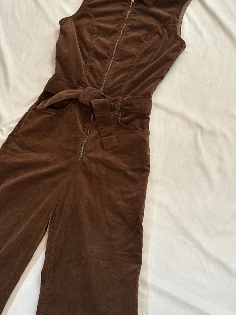 NWT Ramy Brook Jemma Tall/Long Brown Velvet Jumsuit Size 24 60" Length